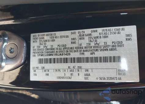 2024 Ford Escape St-Line from USA, damaged, VIN 1FMCU0MN1RUA91420